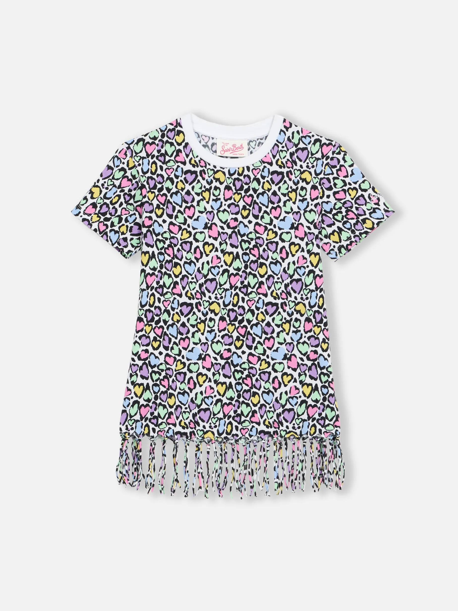 Abito Abbey da bambina con frange e stampa animalier