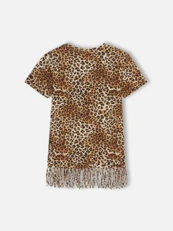 Abito Abbey da bambina con frange e stampa angeli | FIORUCCI SPECIAL EDITION