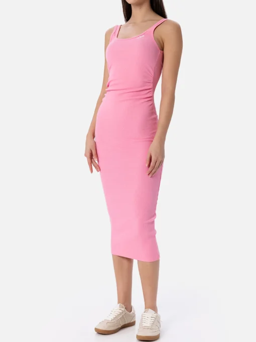 Abito canotta in jersey di cotone rosa a coste da donna Jennifer