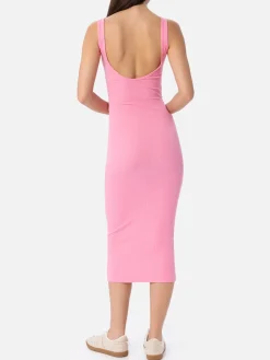 Abito canotta in jersey di cotone rosa a coste da donna Jennifer