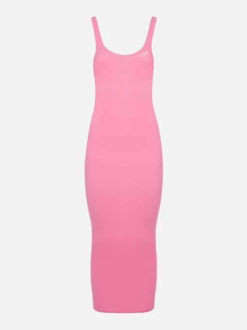 Abito canotta in jersey di cotone rosa a coste da donna Jennifer