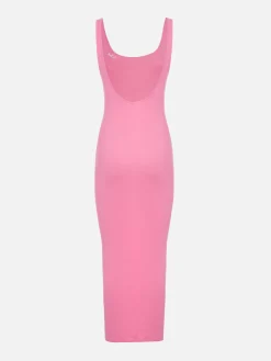 Abito canotta in jersey di cotone rosa a coste da donna Jennifer