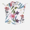Abito chemisier da bambina con stampa maxi di fiori tropicali
