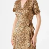 Abito corto da donna con stampa leopardata