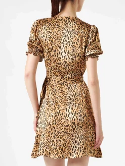Abito corto da donna con stampa leopardata