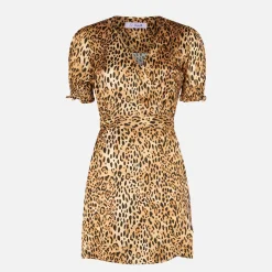 Abito corto da donna con stampa leopardata