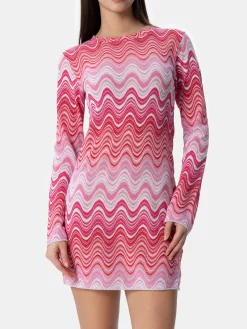 Abito corto da donna in maglia raschel rosa Imany