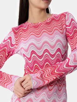 Abito corto da donna in maglia raschel rosa Imany