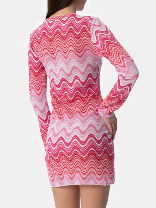 Abito corto da donna in maglia raschel rosa Imany