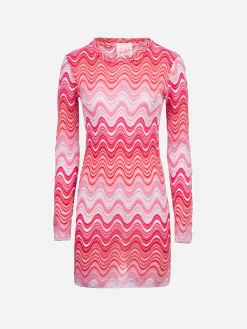 Abito corto da donna in maglia raschel rosa Imany