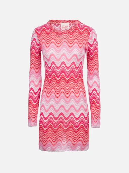 Abito corto da donna in maglia raschel rosa Imany