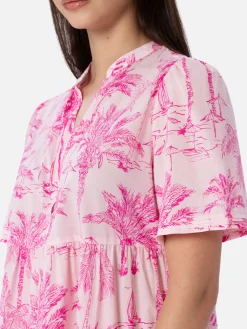 Abito corto da donna in voile di cotone Siara con stampa toile de jouy