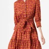 Abito corto in cotone stampa animalier con ricami