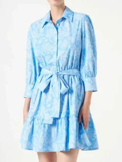 Abito corto in cotone stampa paisley