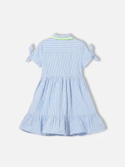 Abito da bambina a righe bianche e azzurre