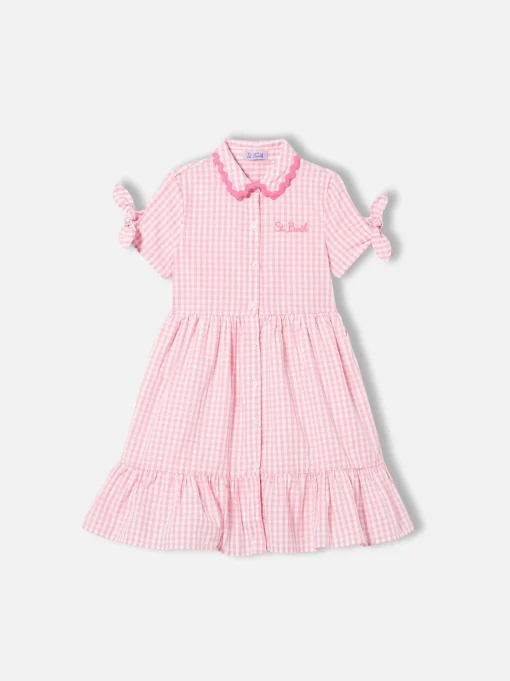 Abito da bambina con stampa vichy bianchi e rosa