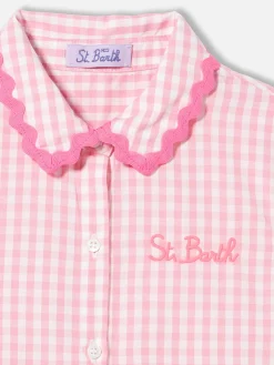 Abito da bambina con stampa vichy bianchi e rosa