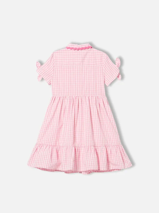Abito da bambina con stampa vichy bianchi e rosa