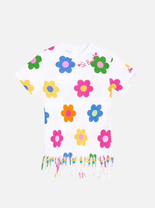 Abito da bambina in cotone con frange