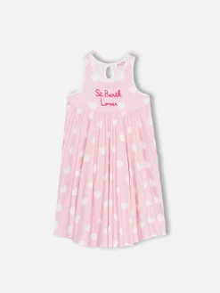 Abito da bambina in cotone Masha con stampa e ricamo "St Barth lover"