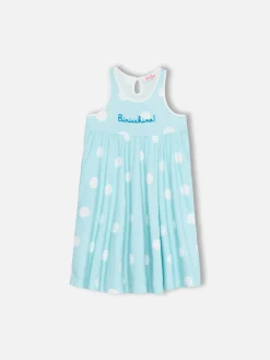 Abito da bambina in cotone Masha con stampa e ricamo "Biricchina"