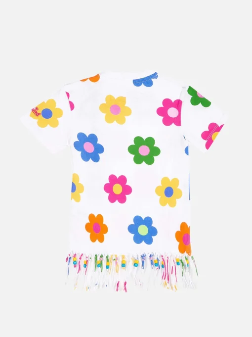 Abito da bambina in cotone con frange
