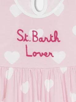 Abito da bambina in cotone Masha con stampa e ricamo "St Barth lover"