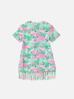 Abito da bambina in cotone mimetico con frange