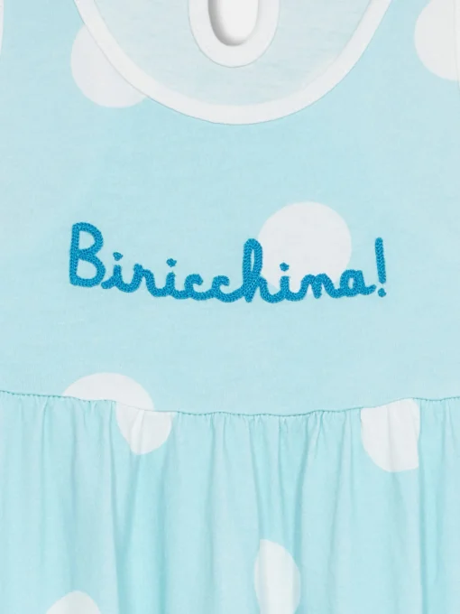 Abito da bambina in cotone Masha con stampa e ricamo "Biricchina"