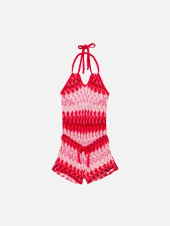Abito da bambina in maglia fantasia chevron