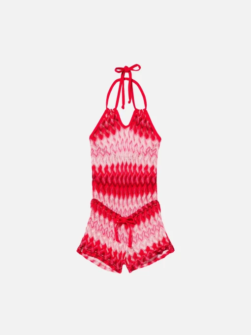 Abito da bambina in maglia fantasia chevron