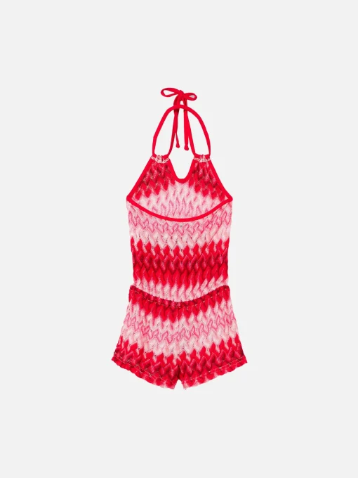 Abito da bambina in maglia fantasia chevron