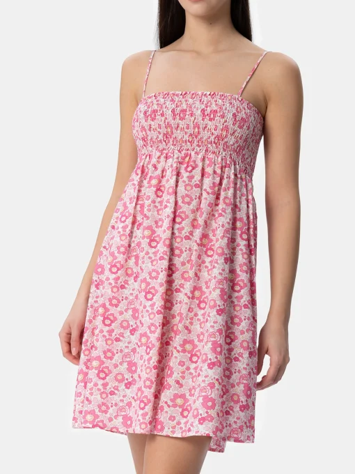 Abito da donna Betsy in cotone Hawa con ricamo punto smock | REALIZZATO CON TESSUTO LIBERTY