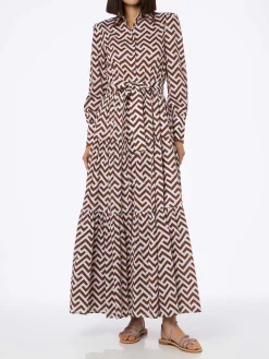 Abito da donna in cotone con stampa a zigzag Jensen