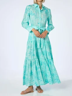 Abito da donna in cotone toile de jouy verde acqua Jensen