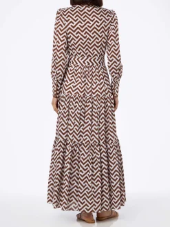 Abito da donna in cotone con stampa a zigzag Jensen