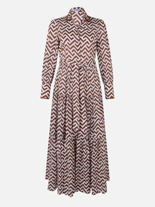 Abito da donna in cotone con stampa a zigzag Jensen