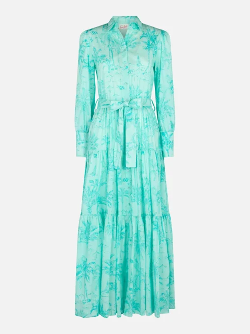 Abito da donna in cotone toile de jouy verde acqua Jensen