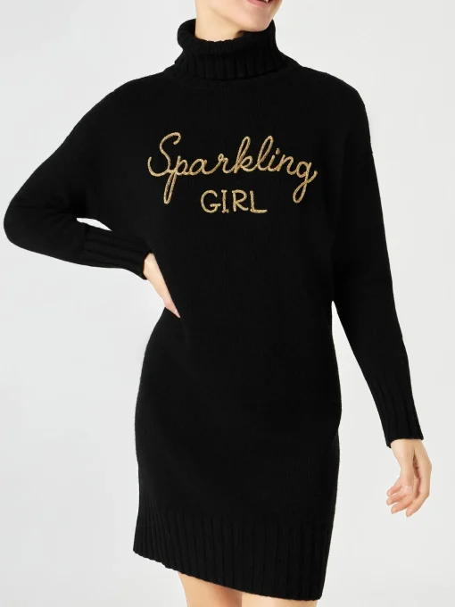 Abito da donna in maglia con ricamo Girl scintillante