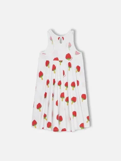 Abito in cotone da bambina Masha con stampa ghiacciolo alla fragola
