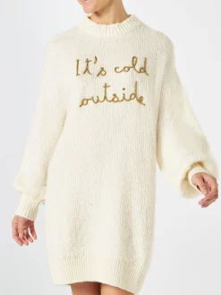 Abito in maglia garzata con ricamo It's cold outside