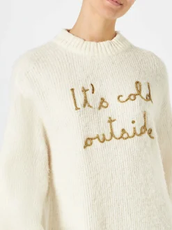 Abito in maglia garzata con ricamo It's cold outside