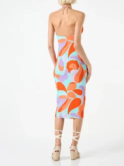 Abito longuette cut cut con stampa ad onde