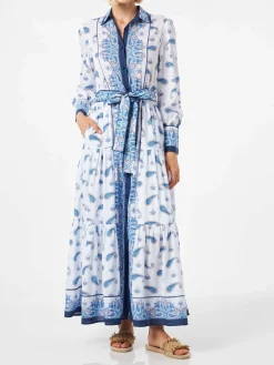 Abito lungo da donna con stampa paisley