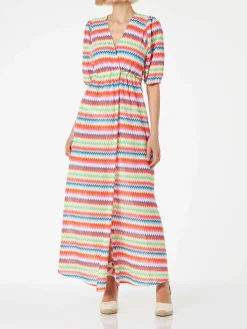 Abito lungo da spiaggia in maglia chevron