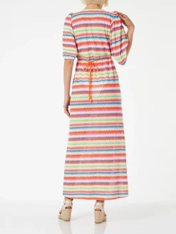 Abito lungo da spiaggia in maglia chevron