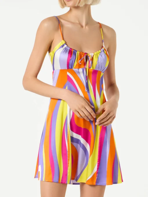 Abito sottoveste con stampa Shape Wave