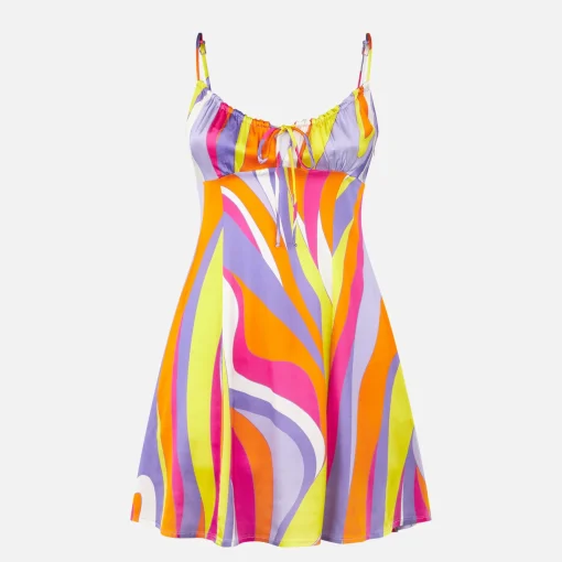 Abito sottoveste con stampa Shape Wave
