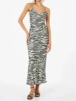 Abito sottoveste da donna in raso zebrato