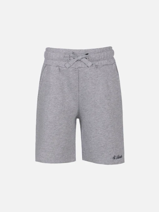 Bermuda da bambino in felpa di cotone grigio Randle Jr